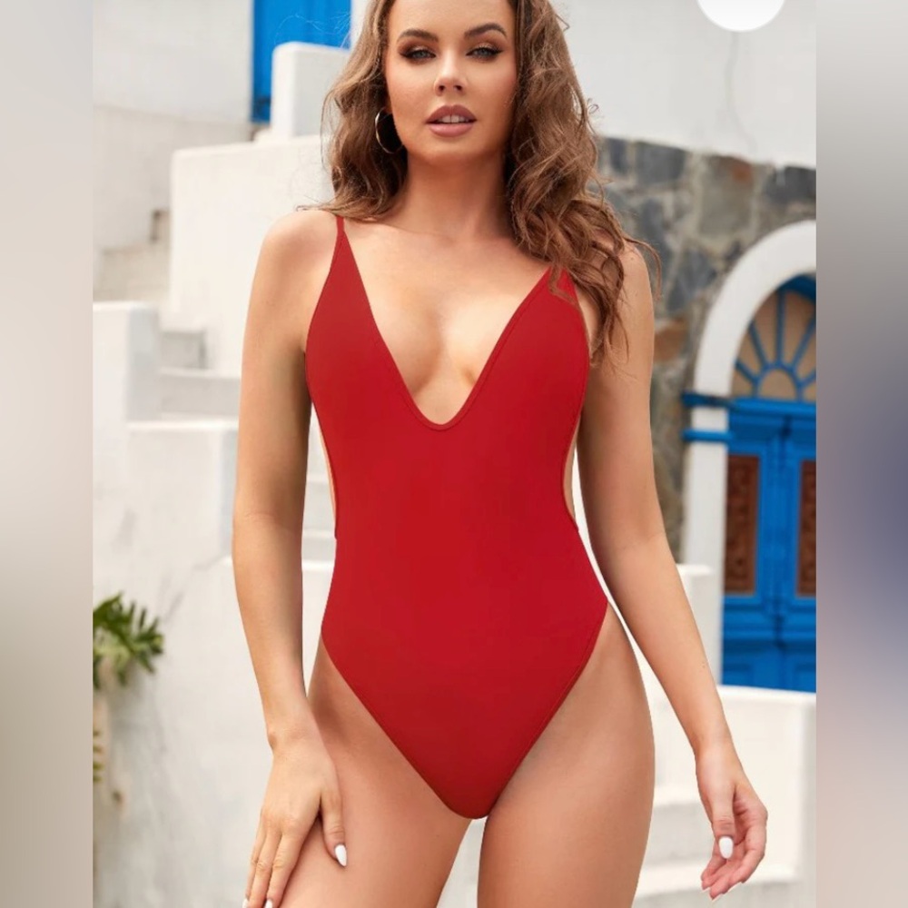 Shekini Backless High Cut Thong Swimsuit